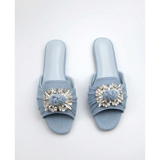 [ Hàng order shein] Dép denim đính tag đá nhiều màu