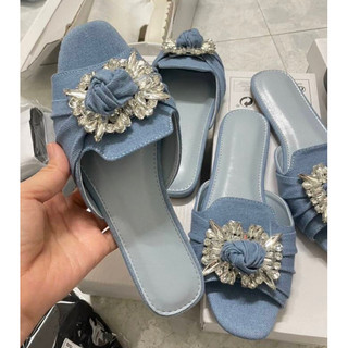 [ Hàng order shein] Dép denim đính tag đá nhiều màu
