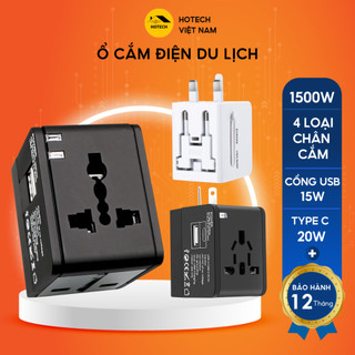 Ổ điện du lịch đa năng 1500W Hotech có sạc nhanh PD20W chống cháy chống giật dùng ở hơn 150 nước trên thế giới OCDTHH