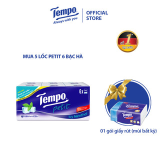 [MUA 5 LỐC TẶNG 1 GÓI GIẤY RÚT] Khăn giấy bỏ túi cao cấp Tempo Petit 6 Gói - 4 lớp bền dai - Thương hiệu Đức