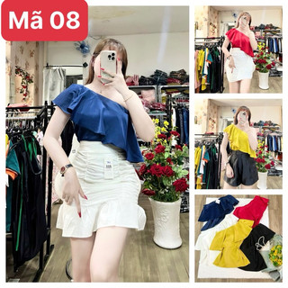 Hình thật - Áo lụa kiểu lệch vai bèo ⚡ FREESHIP ⚡ áo thiết kế nhiều màu nhiều size chất siêu mát, dày mịn