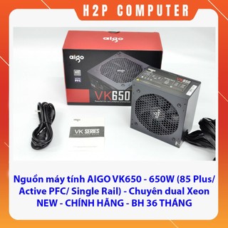 Nguồn máy tính aigo vk650 - 650w - chuyên dual xeon - new - chính hãng - bh 36 tháng