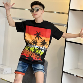 Áo Thun Nam Siêu Cấp DSQ 167 In Nhiệt Cây Dừa Trên Thân Chất Liệu Cotton Thời Trang Nam Thấm Hút Tốt