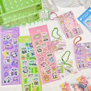 Sticker 1 tấm kim tuyến lấp lánh hình gấu trúc
