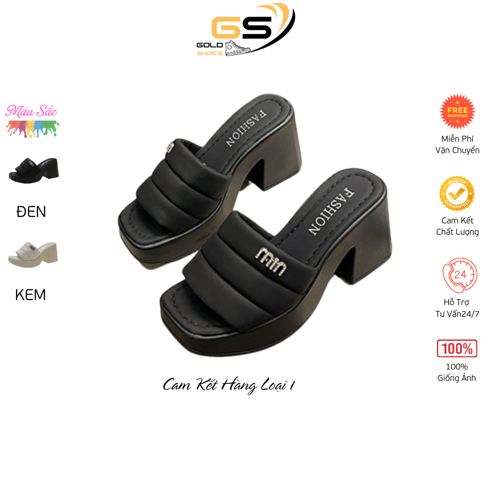 Dép lê nữ quai ngang bản MiuMiu cạnh, nâng đế tăng chiều cao MSP: 3533 MiuMiu