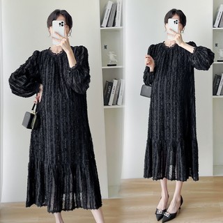 Váy bầu đầm bầu thời trang công sở chất đũi Shopdambau-MA1007 Đầm bầu dáng xuông freesize dưới 70kg
