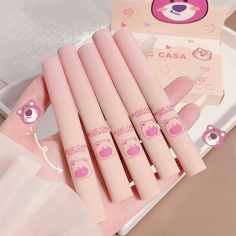 Bộ 5 Son Môi MA,GIC CA,SA Màu Nhung Lì Thiết Kế Hình Gấu Đáng Yêu MOW Cosmetics SM13