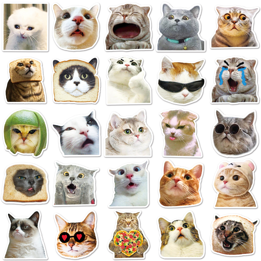 Sticker funny cat and dog