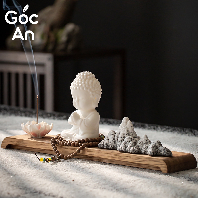 Bộ Tượng Phật Chibi Mini Bằng Gốm, Tượng Phật Chibi An Vui, Tượng Phật Phong Thuỷ , Bàn Làm Việc, Bà