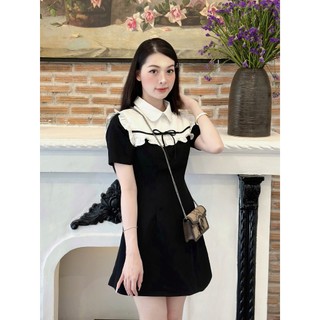 HELEN DRESS đầm ngắn dáng A phối cổ trắng tiểu thư. Ảnh thật by Rose