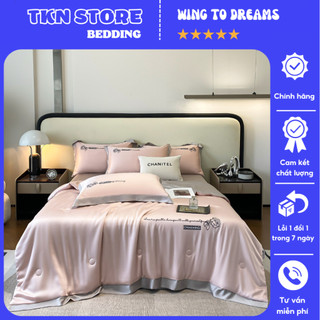 Bộ chăn ga gối phi lụa chăn trần Charming hoa hồng phiên bản cao cấp sang trọng , chất liệu mềm mại thoáng mát óng mượt