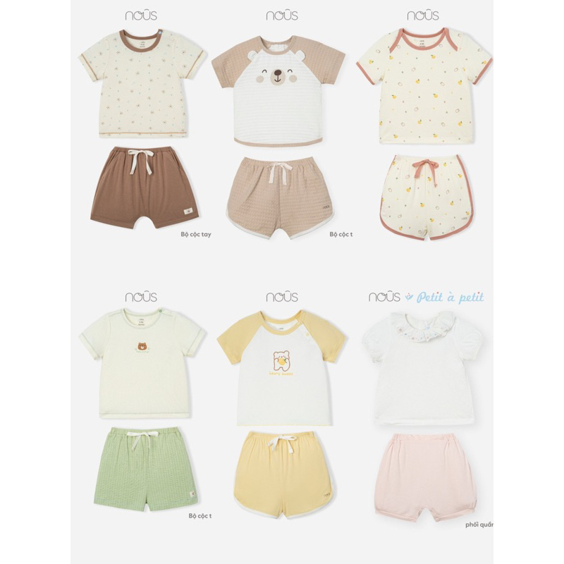 Bộ Nous cộc tay chất peptit cho bé trai bé gái