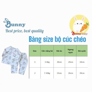 Bộ cài chéo sơ sinh 5 món thun lạnh Modal mềm mát cao cấp Bunny cho bé 3-6kg