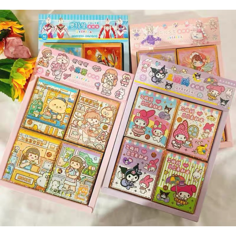 khay 40 quyển sổ sticker sanrio ( mỗi quyển 12 trang )