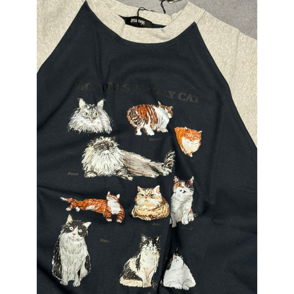 ÁO PHÔNG OVERSIZE RAGLAN MÈO XÁM X23
