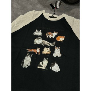 ÁO PHÔNG OVERSIZE RAGLAN MÈO XÁM X23