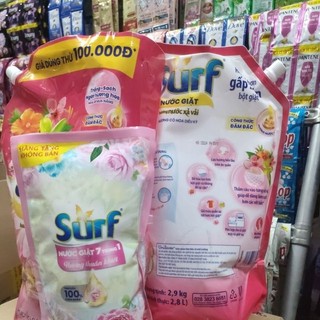 Nước giặt Surf hương cỏ hoa diệu kì 2,9kg tặng kèm nước giặt surf 7 trong 1 hương thuần khiết 350g.