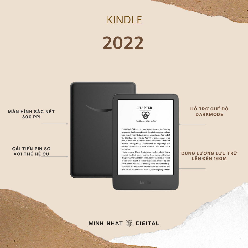 Máy đọc sách Kindle Basic 2022 (Tặng bao da + kho sách)