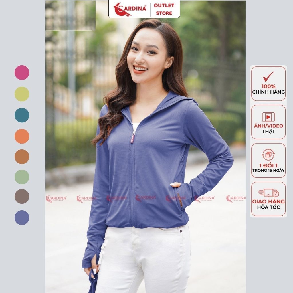 Áo chống nắng CARDINA 2 lớp CHÍNH HÃNG vải thun lạnh Nhật cao cấp chống tia UV | Áo chống nắng 2 lớp nữ Cardina
