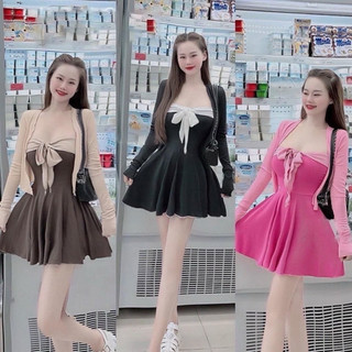 Đầm body set đầm nơ ngực dáng xoè kèm áo khoát xinh xắn Lissa 146
