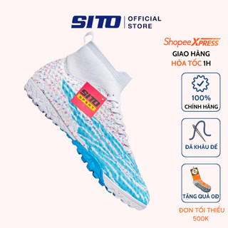 Giày bóng đá SITO Phantom GX Trắng Xanh cao cổ cỏ nhân tạo thể thao nam chính hãng - ST001