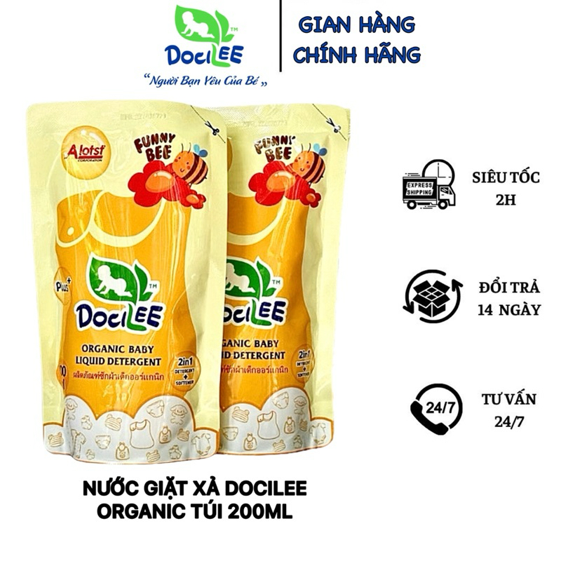 Săn sale Nước Giặt Xả Quần áo trẻ em 2 in 1 DOCILEE Túi 200ml Thái Lan