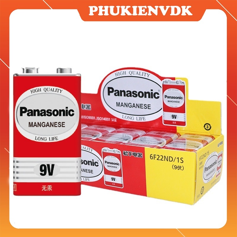 Pin Vuông 9V Panasonic Chính Hãng Cho Micro Không Dây Ghita ( 1 viên )
