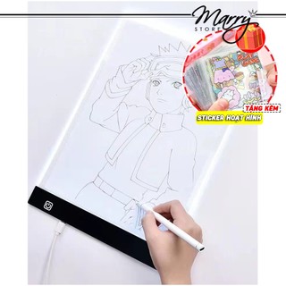Bảng Vẽ Đèn LED Hắt Sáng 3 Cấp Độ Khổ A4 - Bảng LED Tranh Đính Đá Cao Cấp MARRYSTORE