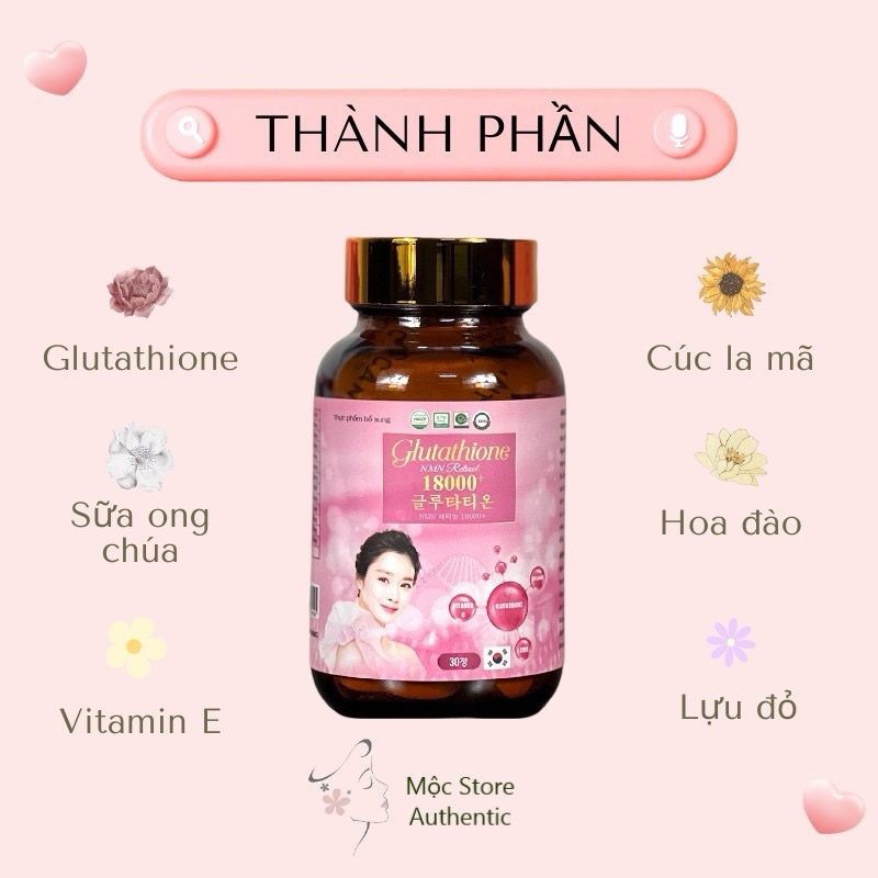 [SET 2 LỌ]GLUTATHIONE 18000mg- NMN 18000+ Viên Uống Trắng Da Cấp Tốc Giảm Nám Mờ Thâm Nhăn Căng Bóng Tăng Sinh Lý Nữ