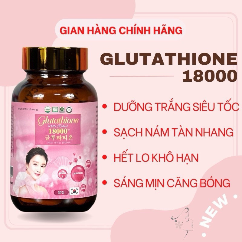[SET 2 LỌ]GLUTATHIONE 18000mg- NMN 18000+ Viên Uống Trắng Da Cấp Tốc Giảm Nám Mờ Thâm Nhăn Căng Bóng Tăng Sinh Lý Nữ