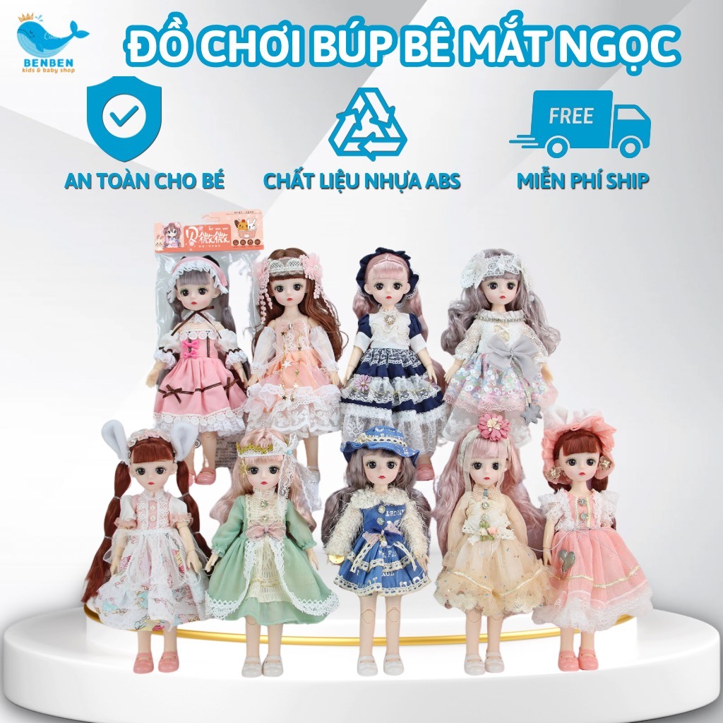 Búp bê công chúa barbie có khớp 30 cm khuôn mặt siêu đáng yêu cho bé