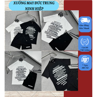 Áo Phông Đê Ét Que Họa Tiết In Nhiều Chữ Trước Áo