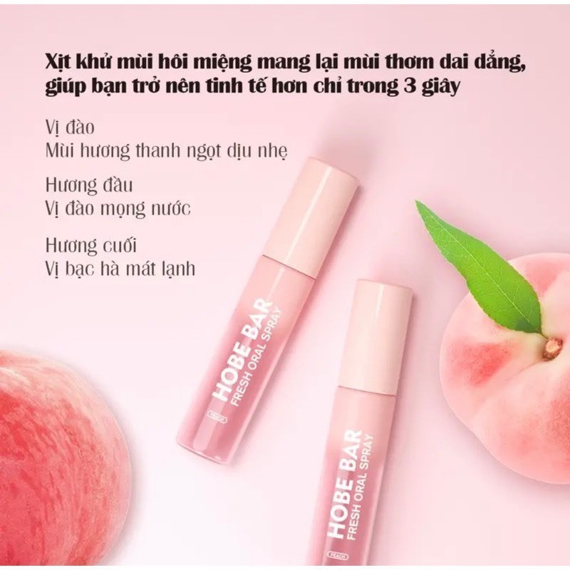 Xịt Thơm Miệng Sát Khuẩn Vị Đào Hobebar 20ml Khử Mùi Hôi Miệng- Xịt Thơm Miệng Sát Khuẩn Vị Đào Hobe