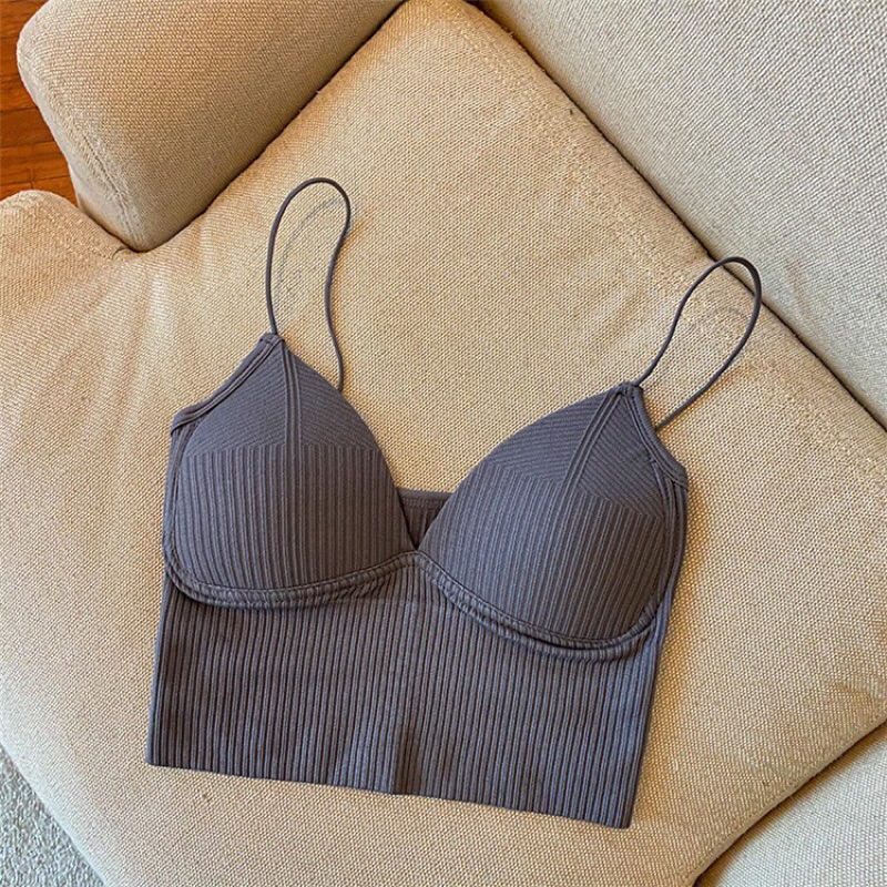Áo 2 dây có lót ngực chất cotton gân nhỏ siêu đẹp. Bra 2 dây cổ V  tăm body sexy phong cách thời trang nhiều màu Hothit | BigBuy360 - bigbuy360.vn