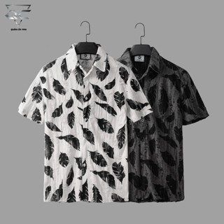 Áo so mi  cộc tay Nam ,Nữ  AT-77 HỌA TIẾT LÔNG VU(Quân còi 1988)  chất cotton woat rách Menswear Sơ Mi