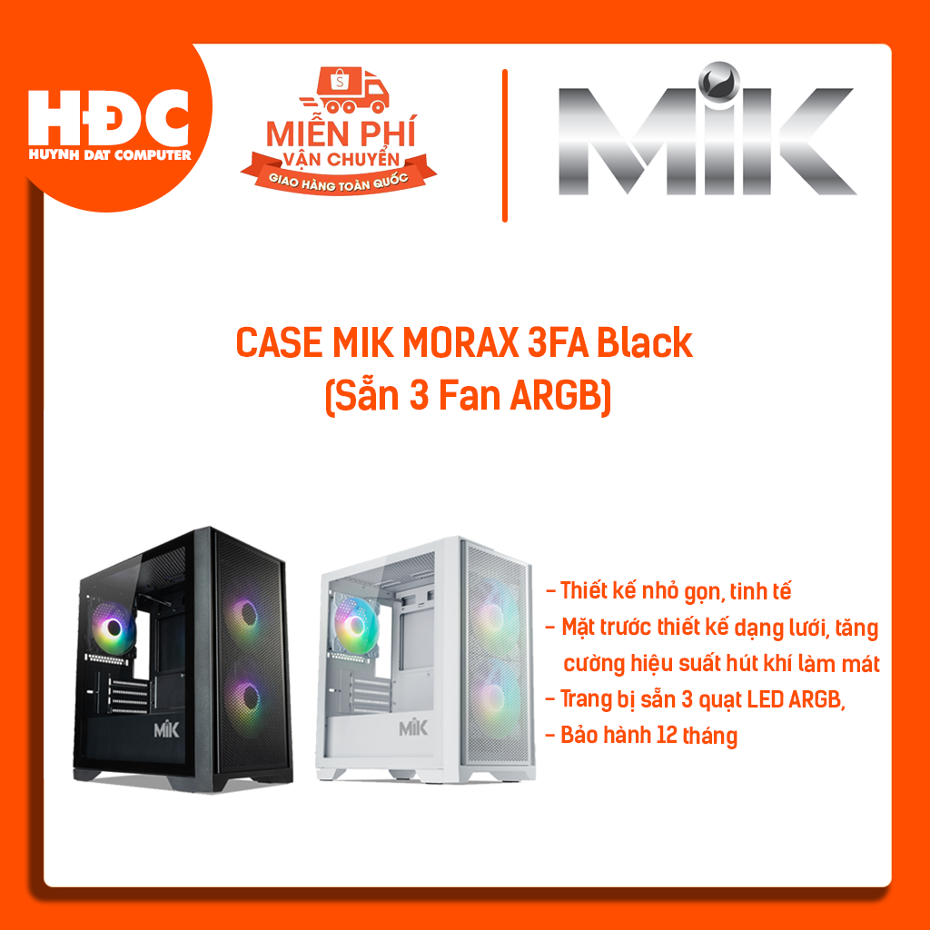 Case MIK MORAX 3FA Black/White (Sẵn 3 Fan ARGB) - HÀNG CHÍNH HÃNG