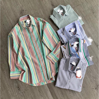 Áo sơ mi nữ sọc dọc form suông rộng oversize vạt bầu,áo khoác sơ mi-hàng xuất xịn (có bigsize 45-80kg)
