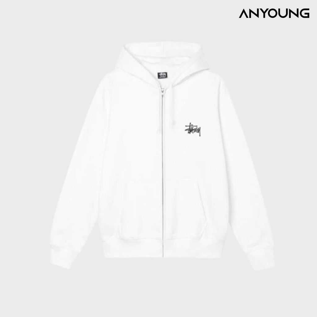 Áo Hoodie Phối Khóa Zip ANYOUNG Áo Nỉ Bông STUSSY Mũ 2 Lớp Form Rộng Unisex. | BigBuy360 - bigbuy360.vn