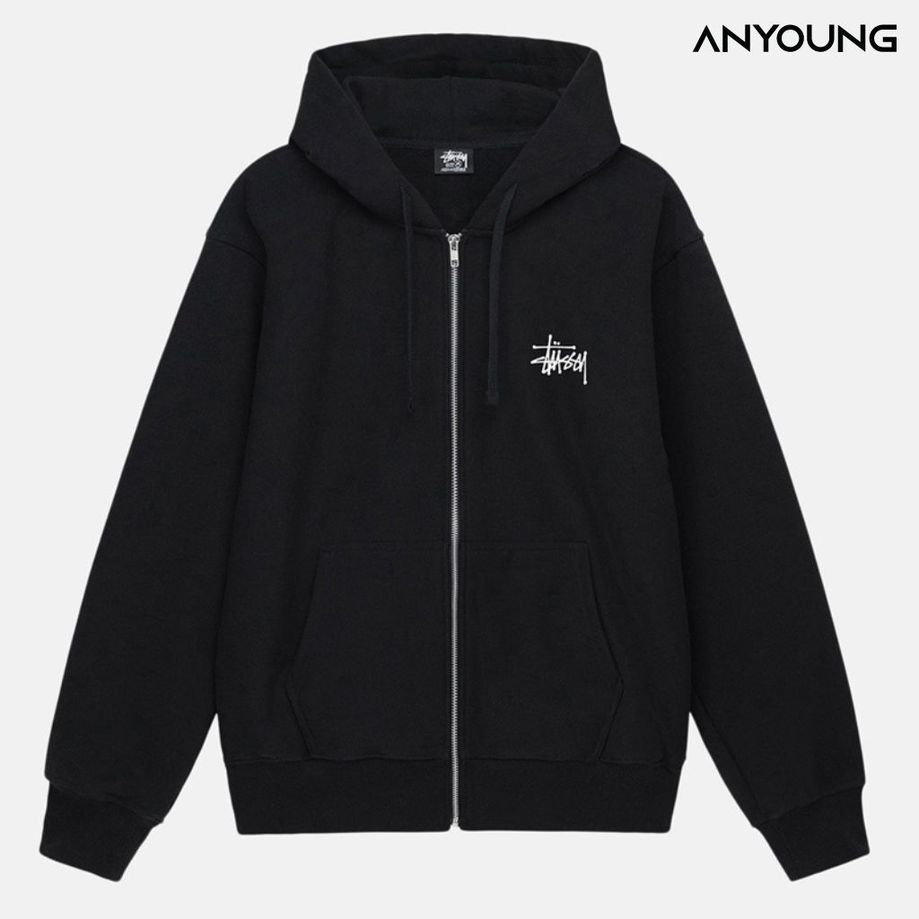 Áo Hoodie Phối Khóa Zip ANYOUNG Áo Nỉ Bông STUSSY Mũ 2 Lớp Form Rộng Unisex. | BigBuy360 - bigbuy360.vn