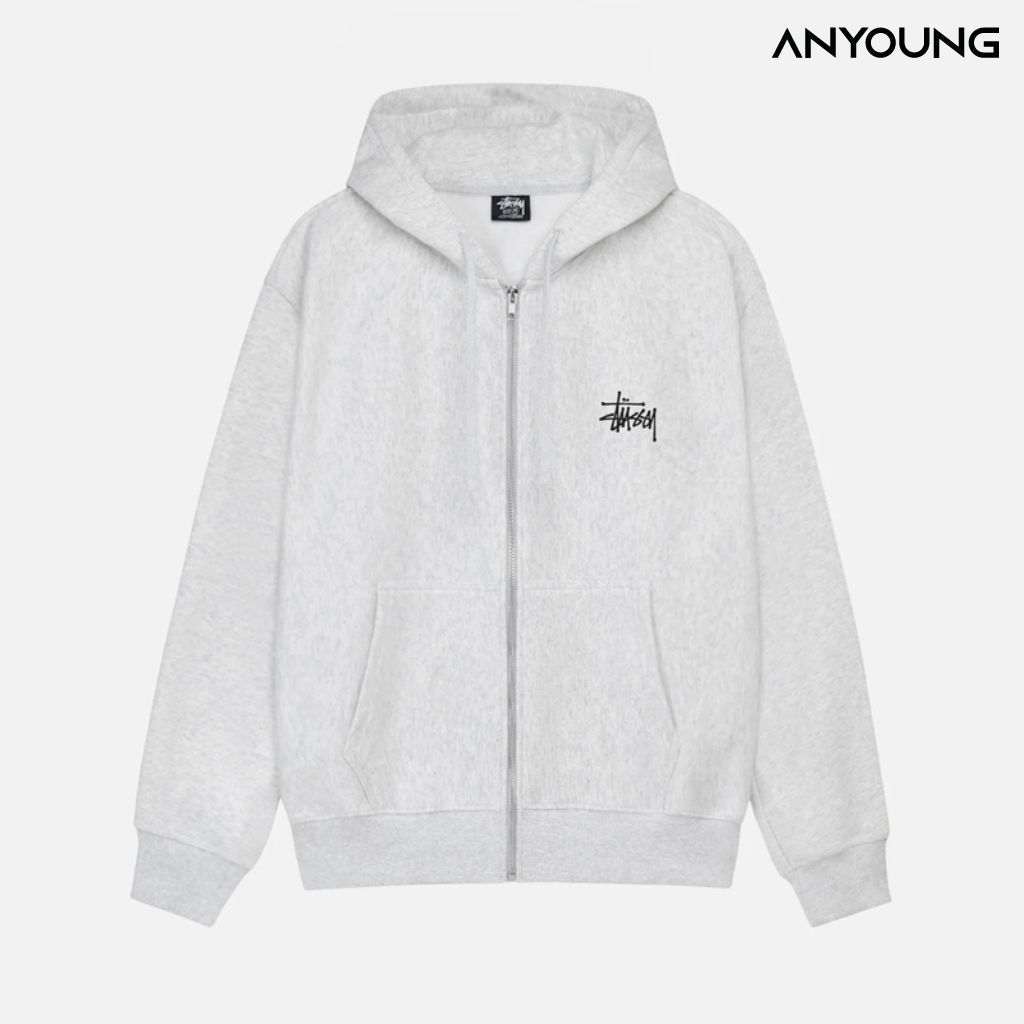 Áo Hoodie Phối Khóa Zip ANYOUNG Áo Nỉ Bông STUSSY Mũ 2 Lớp Form Rộng Unisex. | BigBuy360 - bigbuy360.vn