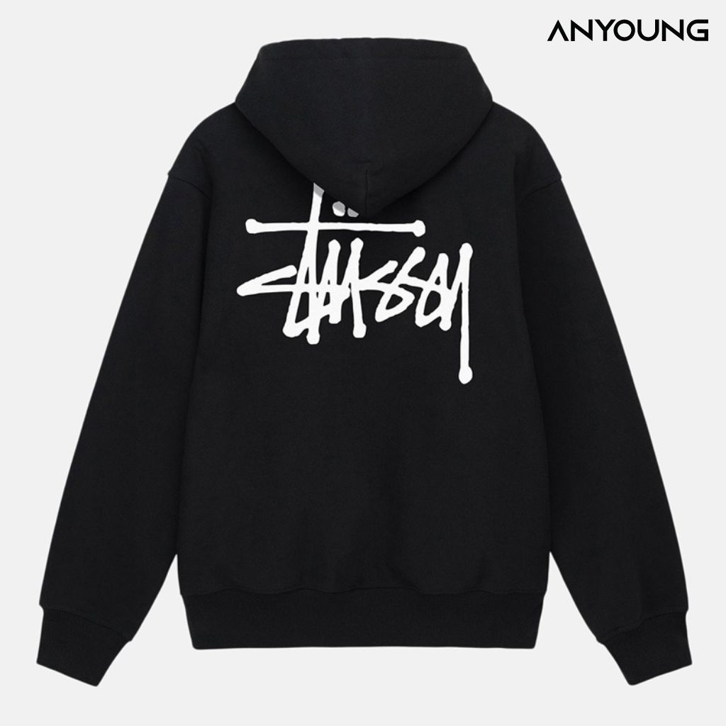 Áo Hoodie Phối Khóa Zip ANYOUNG Áo Nỉ Bông STUSSY Mũ 2 Lớp Form Rộng Unisex. | BigBuy360 - bigbuy360.vn