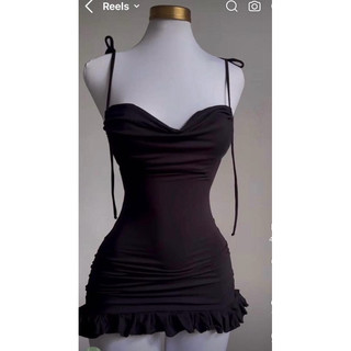 Đầm body hai dây cổ đỗ dáng ôm bèo