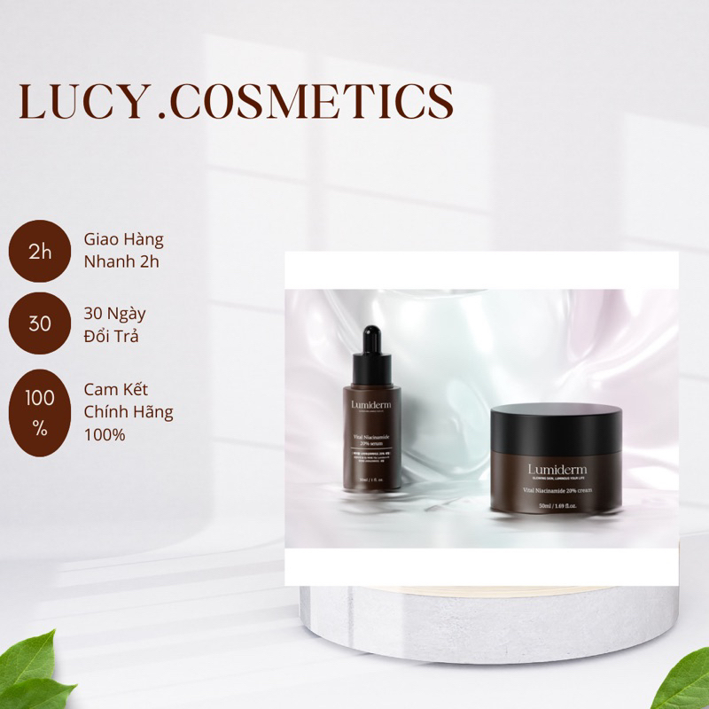 Combo Serum Niacinamide 20% (B3 20%) Lumiderm + Kem Dưỡng Vital Niacinamide 20% Lumiderm