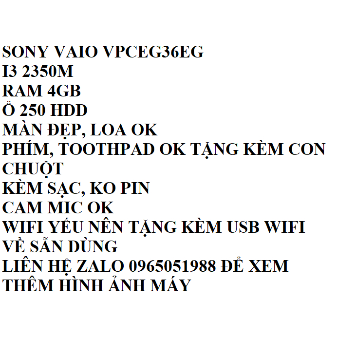 Laptop Sony Vaio SVF 142C29W i3 4Gb 320Gb VPCEG36EG ok