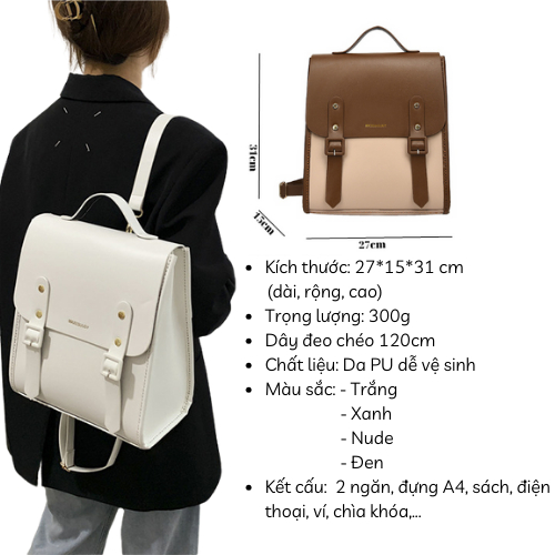 Balo nam nữ S&B HANDMADE tự đan da pu phối màu phong cách thời trang Hàn Quốc dành cho cặp đôi