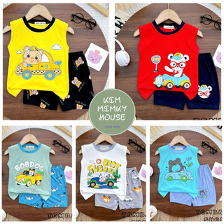 [I081]Bộ sát nách phối (10-26kg) MinkyMom vải thun lạnh in hình hoạt hình dễ thương cho bé