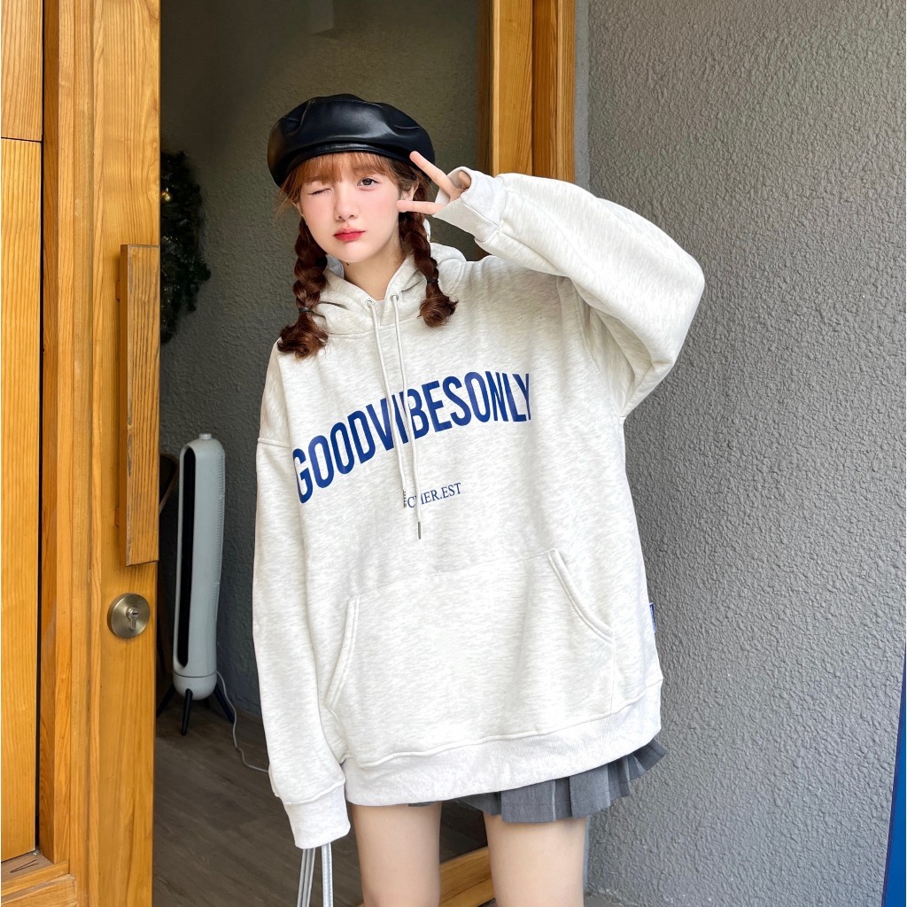 Áo Hoodie Chui Bông GOOD Form Rộng 100% cotton Nam Nữ Unisex | BigBuy360 - bigbuy360.vn