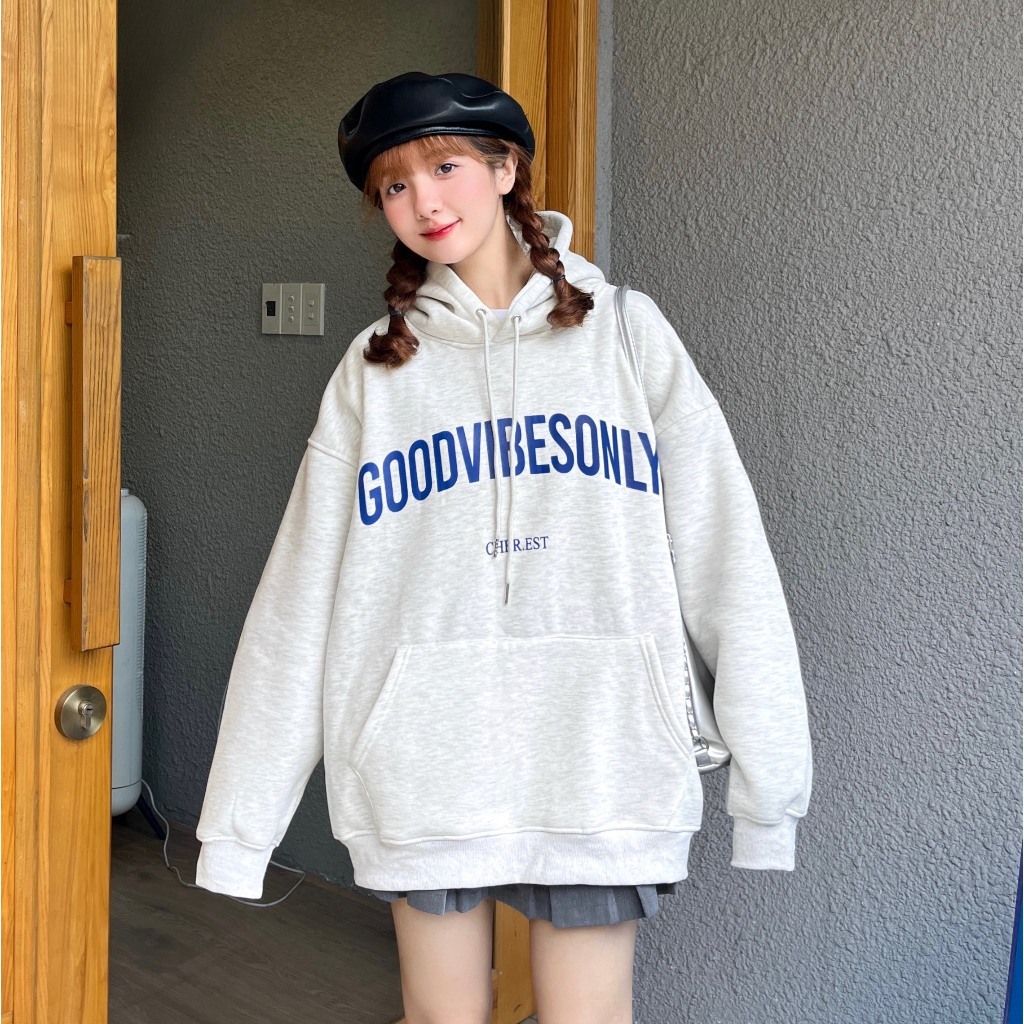 Áo Hoodie Chui Bông GOOD Form Rộng 100% cotton Nam Nữ Unisex | BigBuy360 - bigbuy360.vn