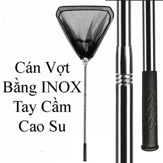  Vợt Cá Inox Tam Giác Liền Vành Vợt Cá Gấp Gọn Dài 2m1 2m5 Thu Gọn 80cm 90cm Tiện Lợi Dễ Mang Theo 