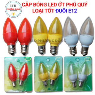 Cặp Bóng đèn LED Trái Ớt Đèn Quả nhót gắn bàn thờ - Loại tốt Thương hiệu Phú Quý